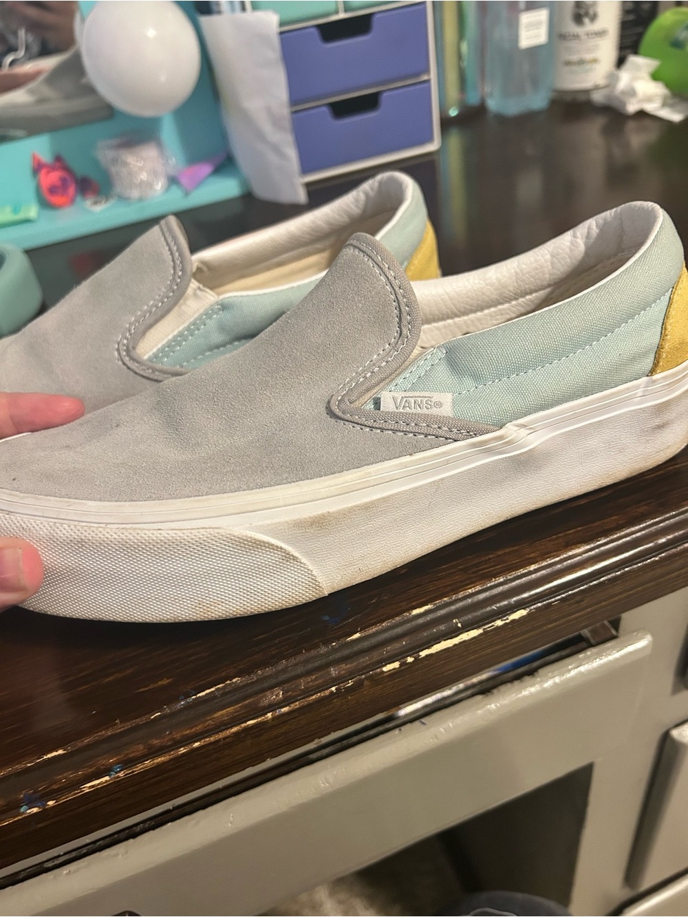 Women’s Slip-On Vans in Light Gray with Pastel Accents - Picture 8 of 9